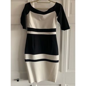 Off the Shoulder Colorblocked Minidress